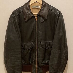 L.L. Bean Dark Brown Leather Bomber Jacket